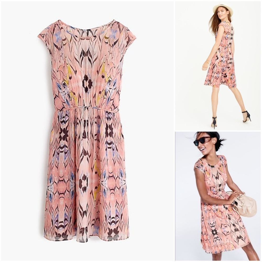 J Crew silk marble print dress 2 XS